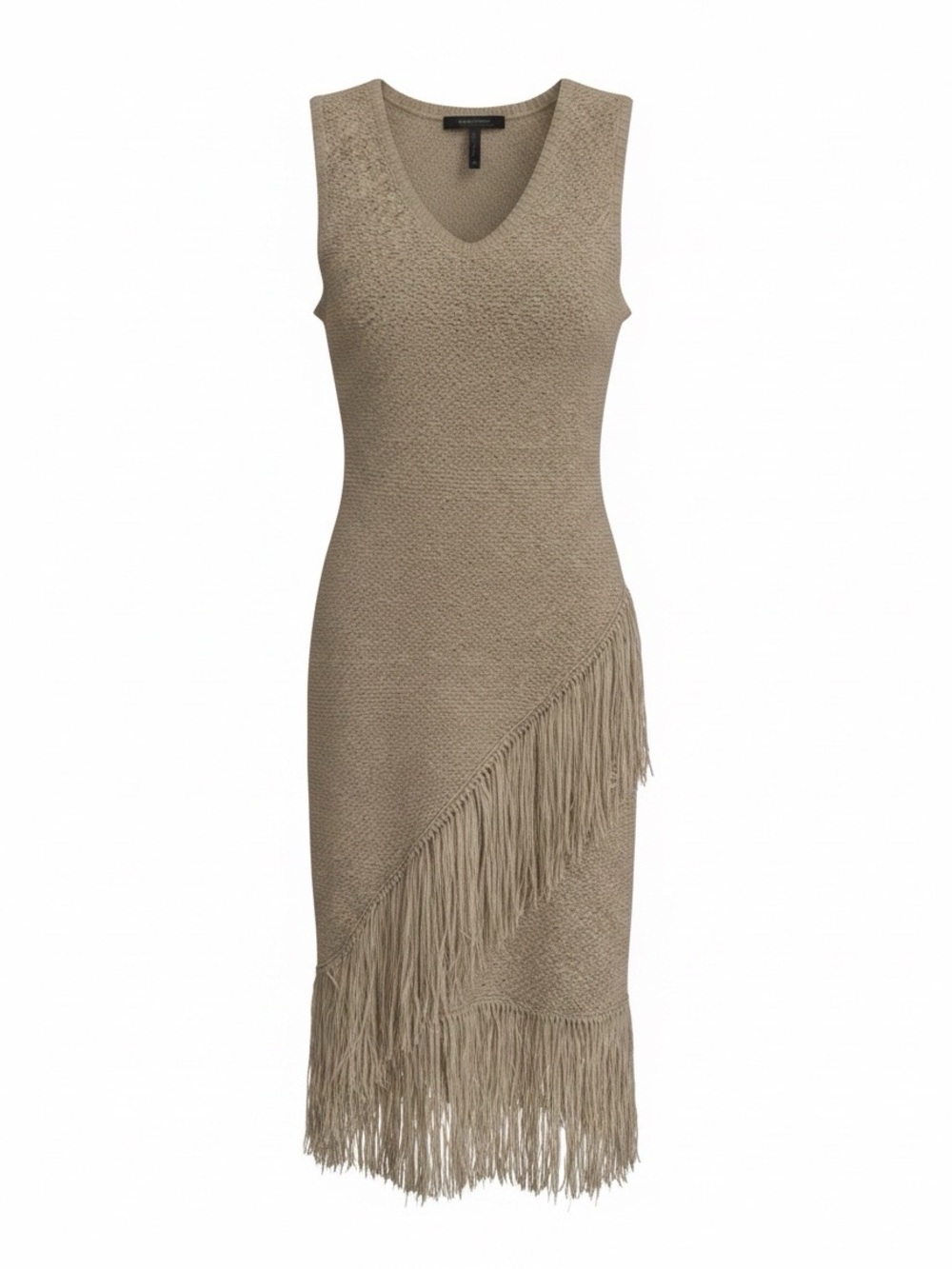 BCBGMaxAzria Cream Fringe Knit Midi Dress